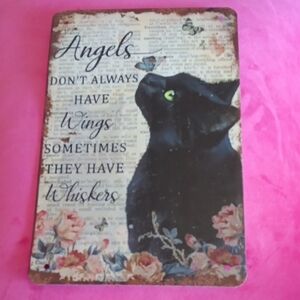 Black Cat Inspirational Wall Plaque